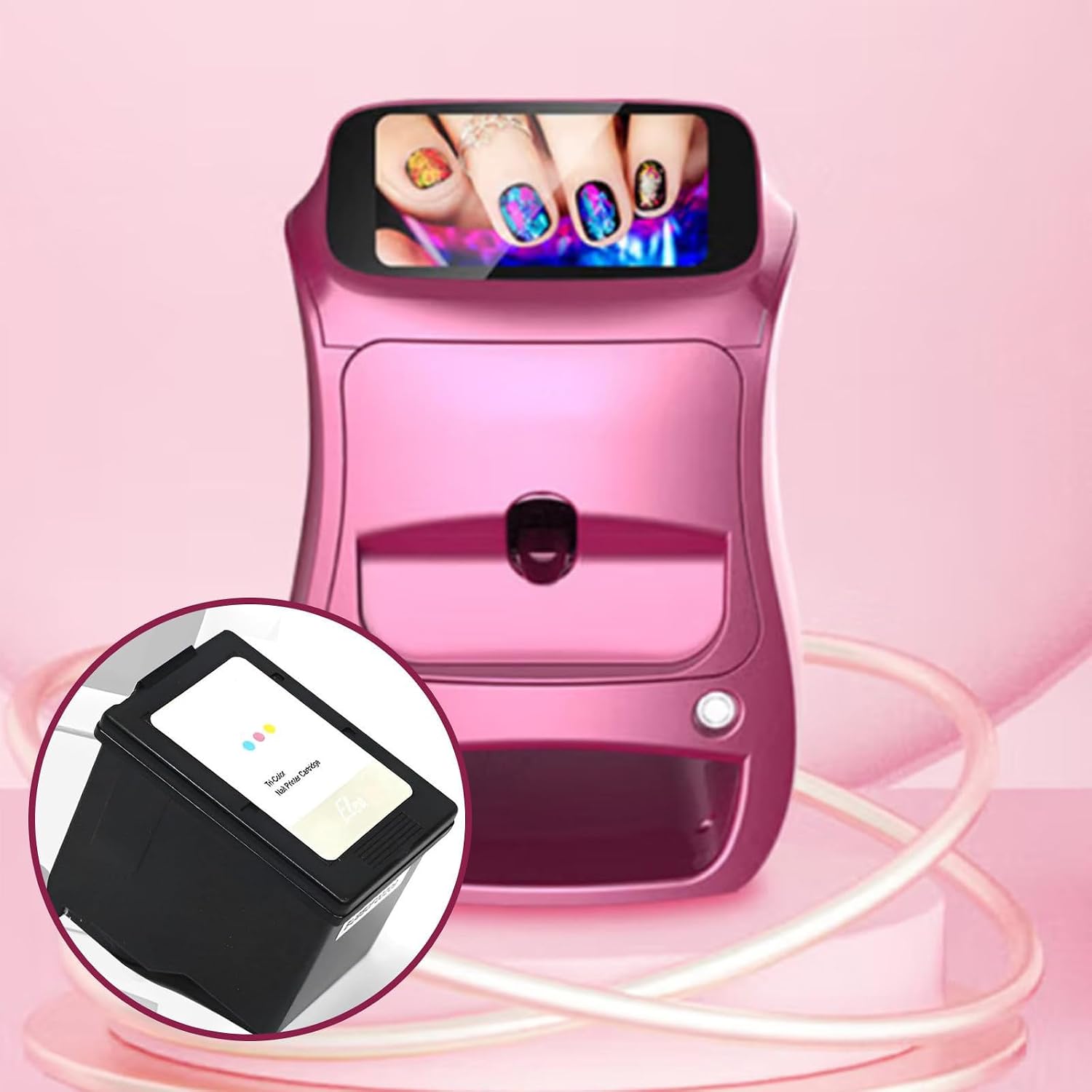 3D Nail Printer Printer Ink Cartridge, High-Definition Painting for 800 Nails, Replacement for Nail Art Equipment and for Girls' Home Beauty & Personal Care Pinkinkcartridge