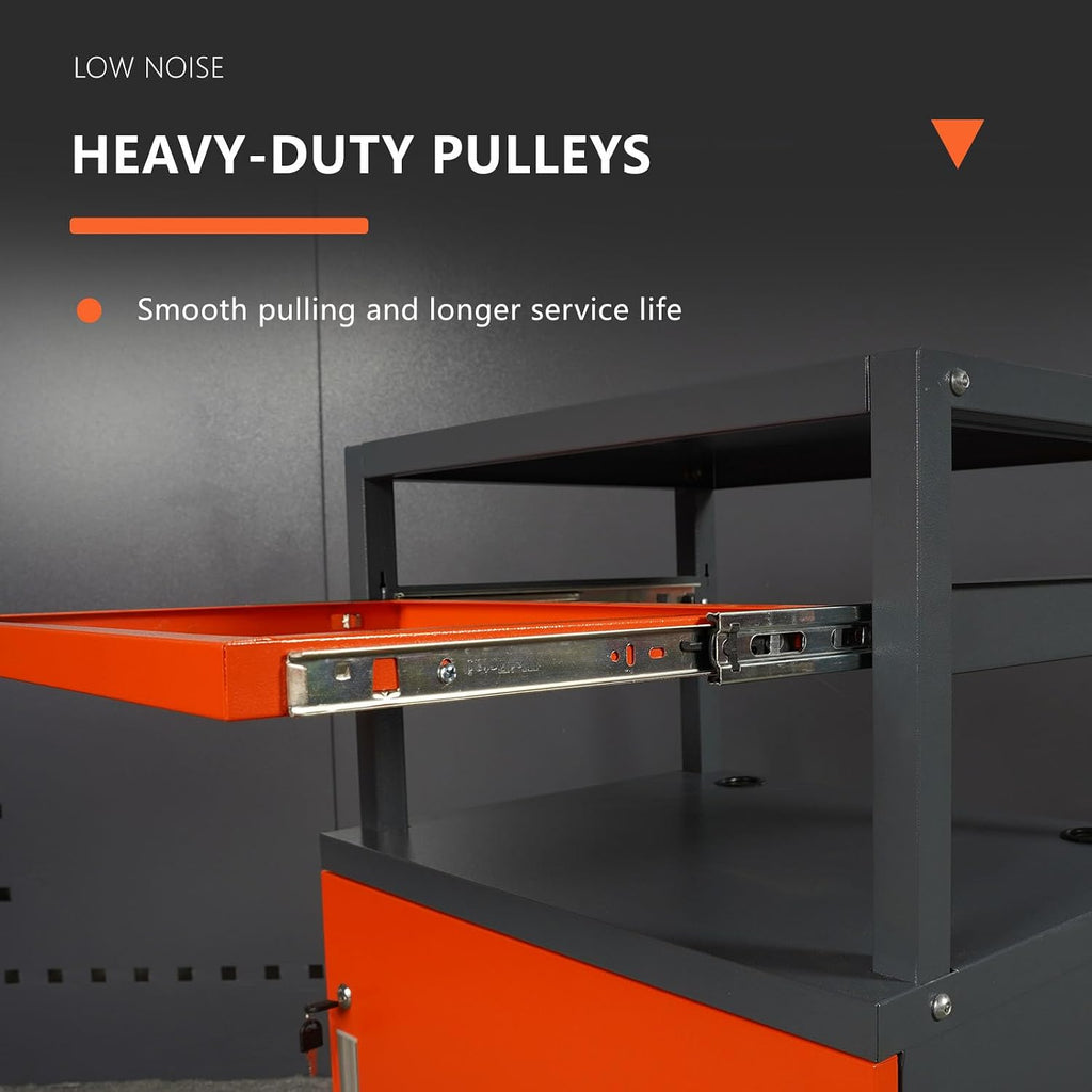 Steel Large AV Cart with Extra Storage Cabinet, Metal Presentation Cart with Keyboard Tray, Rolling Media Cart with Wheels for Computer Laptop Projector Printer