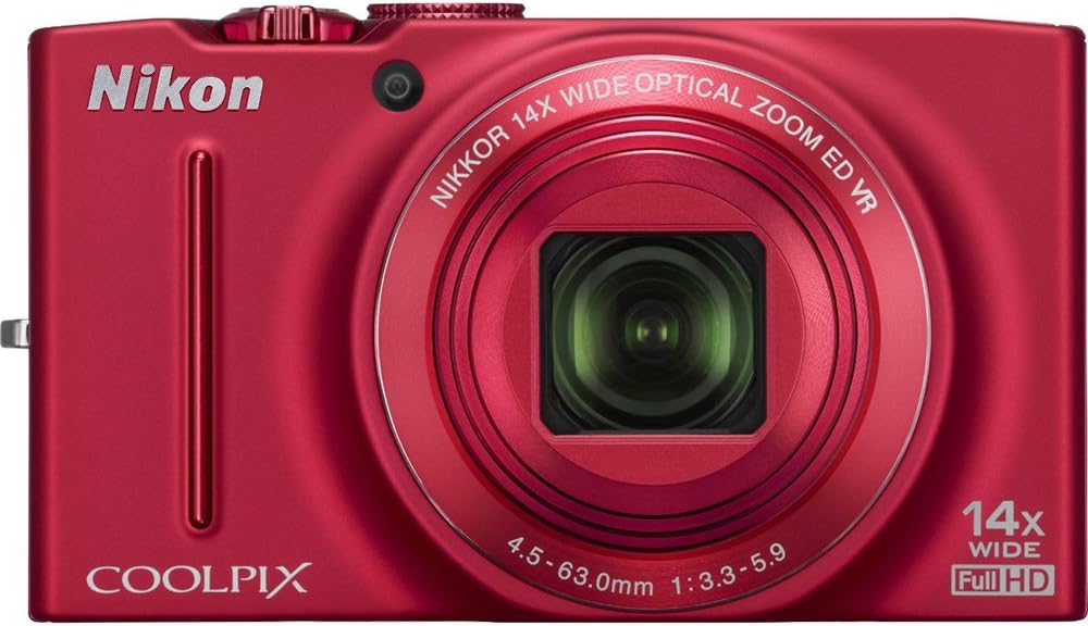 Nikon COOLPIX S8200 16.1 MP CMOS Digital Camera with 14x Optical Zoom NIKKOR ED Glass Lens and Full HD 1080p Video (Red)