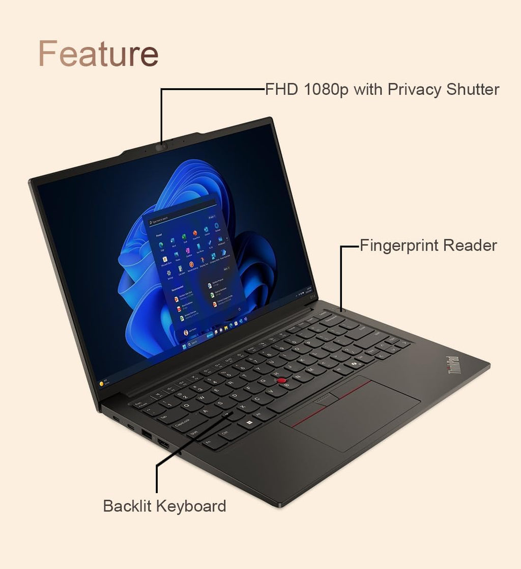 Lenovo ThinkPad E14 Gen 6 Business Laptop (14' FHD+ Anti-Glare, AMD Ryzen 5 7535U, 16GB DDR5 RAM, 512GB SSD, 6-Core (Beats Intel i7-1355U)), Fingerprint, Backlit KB, 1080p Webcam, Wi-Fi 6, Win 11 Pro