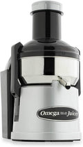 Omega BMJ330 Mega Mouth Juicer with Extra Large Feed Chute For Larger Portions of Fruits & Vegetables Pulp Ejection with Pulp Catch Bucket, 375W, Silver