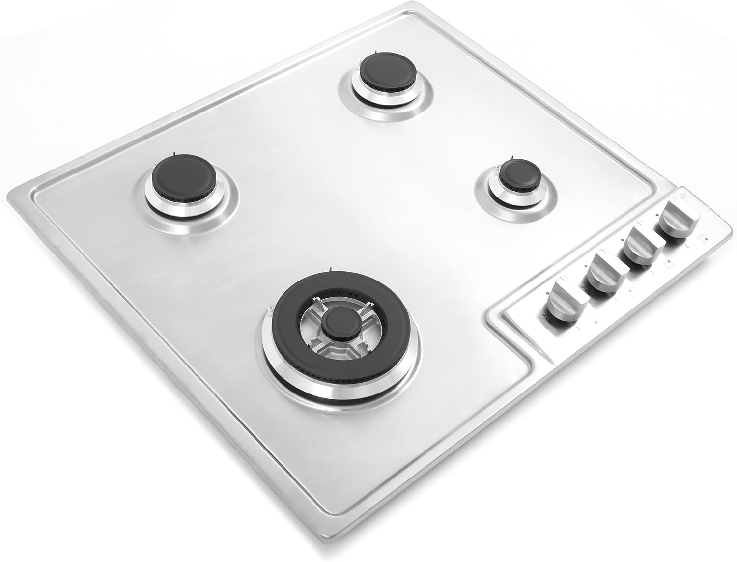COSMO 640STX-E 24 in. Gas Cooktop with 4 Sealed Burners, Drop-In Counter-Top Cooker Cooktop with Cast Iron Grate and Melt-Proof Metal Knobs in Stainless Steel