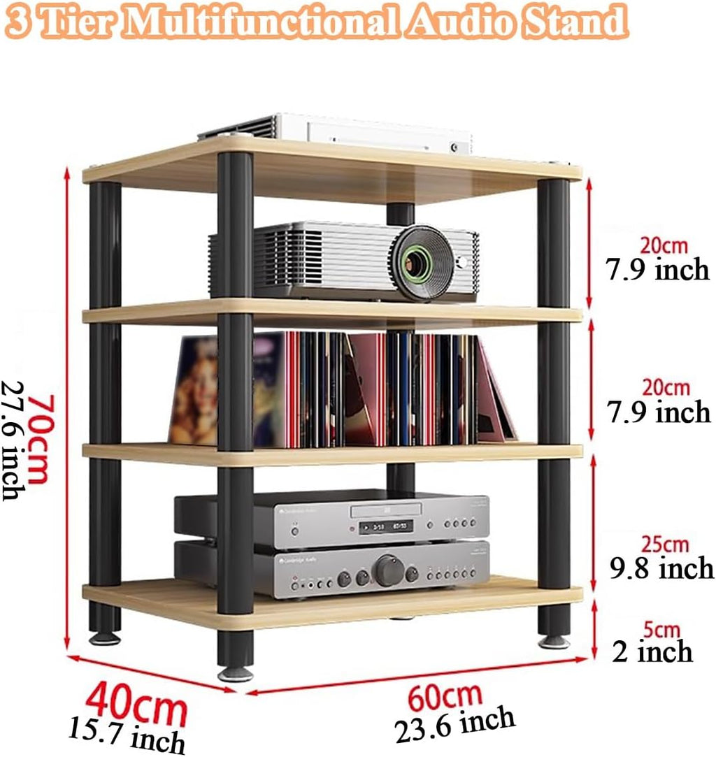 4 Tier Audio Video Equipment Rack Stereo Component Console Stand Media Cabinet, Speaker Amplifier Record Player CD Turntable Receiver Shelves Gaming Devices Electronic Storage U(White-4 Tier)