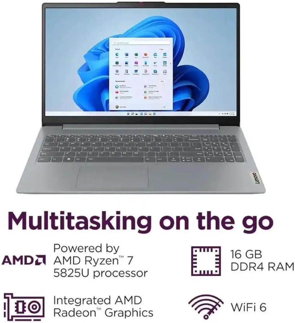 Lenovo IdeaPad Slim 3i 15.6' Full HD Laptop | Intel Core i3-N305 | Intel UHD Graphics| Copilot | Webcam| Grey | 8GB RAM | 128GB SSD |Windows 11 S |Bundle with USB 3.0 Hub