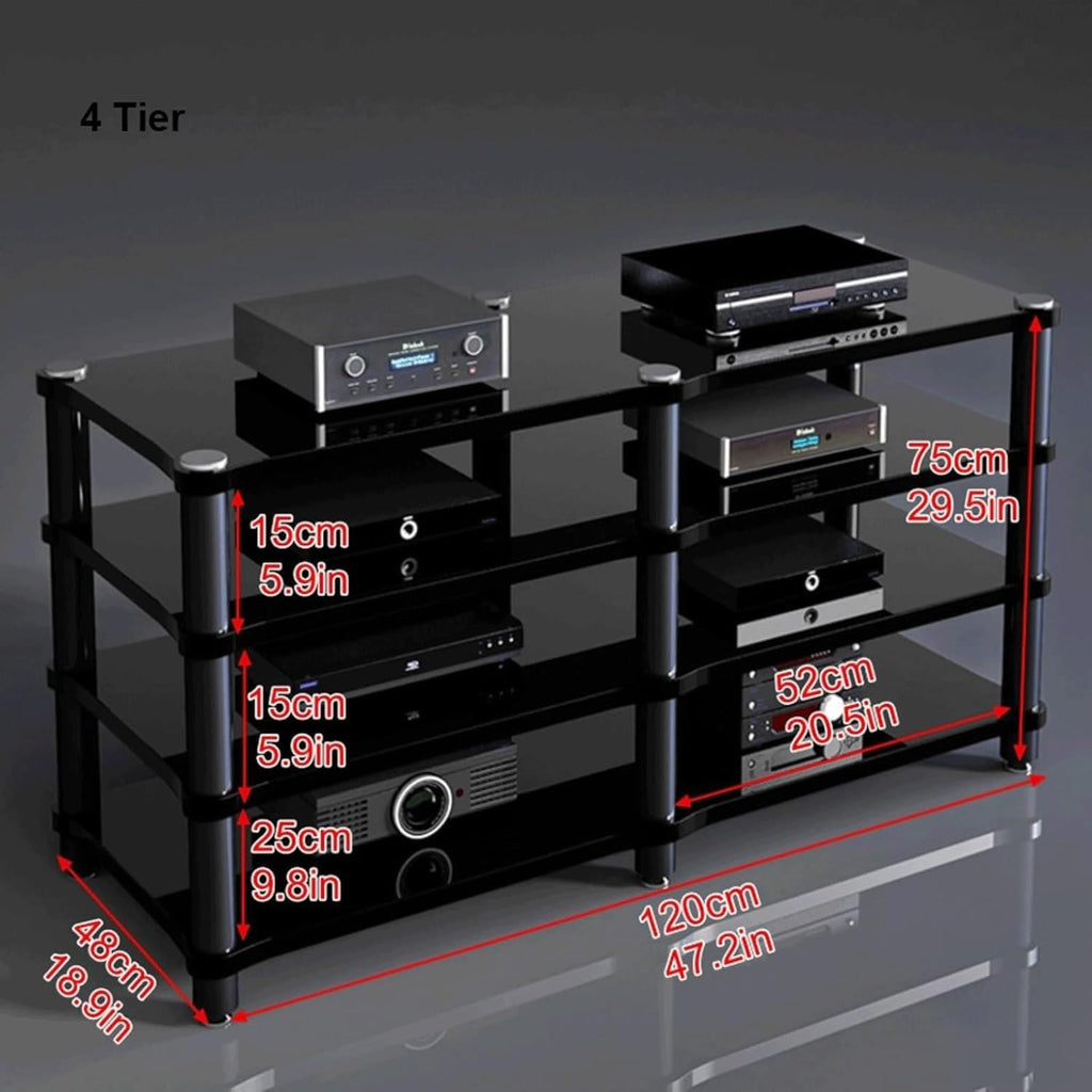 Audio Rack 1/2/3/4 Tier Stereo Rack Audio Equipment Rack Audio Stereo Shelf Wooden HiFi Rack Audio-Video Shelving Shock-Absorbing(Wei�,4 Tier)