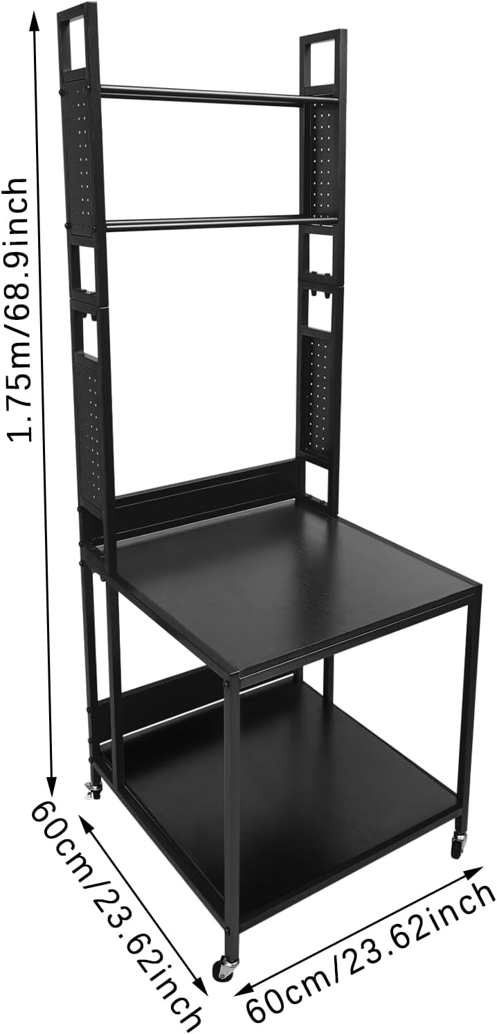3D Printer Stand with Storage & Wheels, Heavy Duty Rolling Printer Cart 2-Tier Printer Table with Spool Rack, Locking Casters, 110 lbs Capacity (Black)
