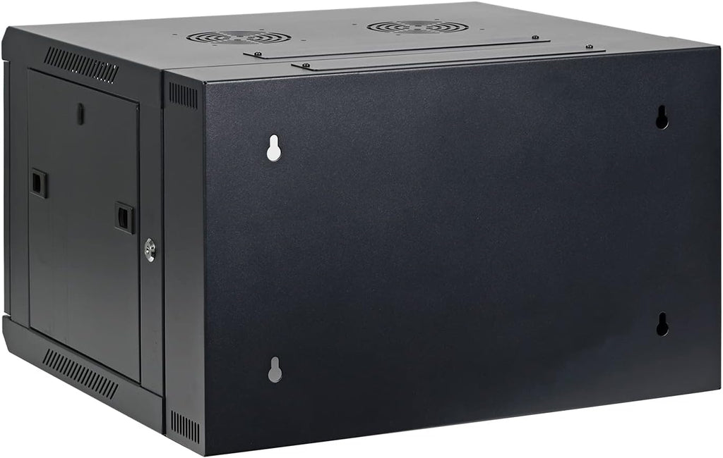 AEONS 6U Professional Wall Mount IT Cabinet Enclosure Double Section Hinged Swing Out 19-Inch Server Network Rack with Vented Door 22-Inches Deep Black (Fully Assembled)