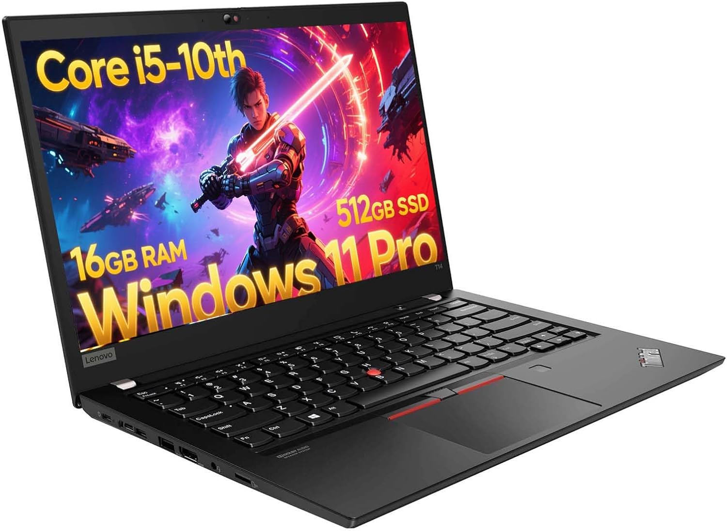 Lenovo Thinkpad T14 Business Laptop Computer, 14in FHD Display, Core i5-10310U(1.7GHz-4.4GHz), 16GB DDR4 RAM, 512GB SSD, Webcam, HDMI, Windows 11 Pro (Renewed)
