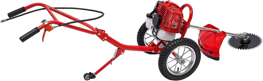 Two Stroke Lawn Mower,49CC 2 Stroke Gas Mower Grass Trimmer Brush Cutter Hand Push Weeding Machine, Portable Hand Push Gasoline Lawn Mower New