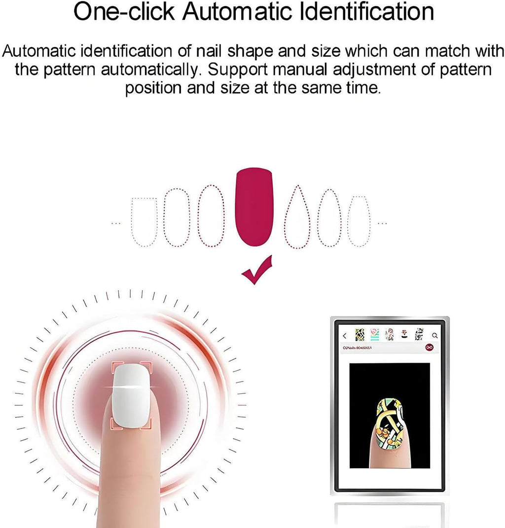 3D Nail Printers, Smart Nail Printer - AI Recognizes Media Contour, Upport DIY/App/WiFi/USB, for Kid/Nail Studio/Manicure/Nail Enthusiasts