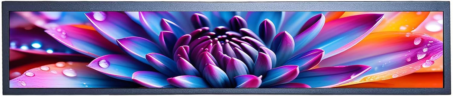VSDISPLAY 24 Inch Digital Signage Advertising Display 1920x360 IPS Android11 Stretched Bar LCD Monitor Supports Auto Copy Autoplay for Marquee Supermarket Exhibition