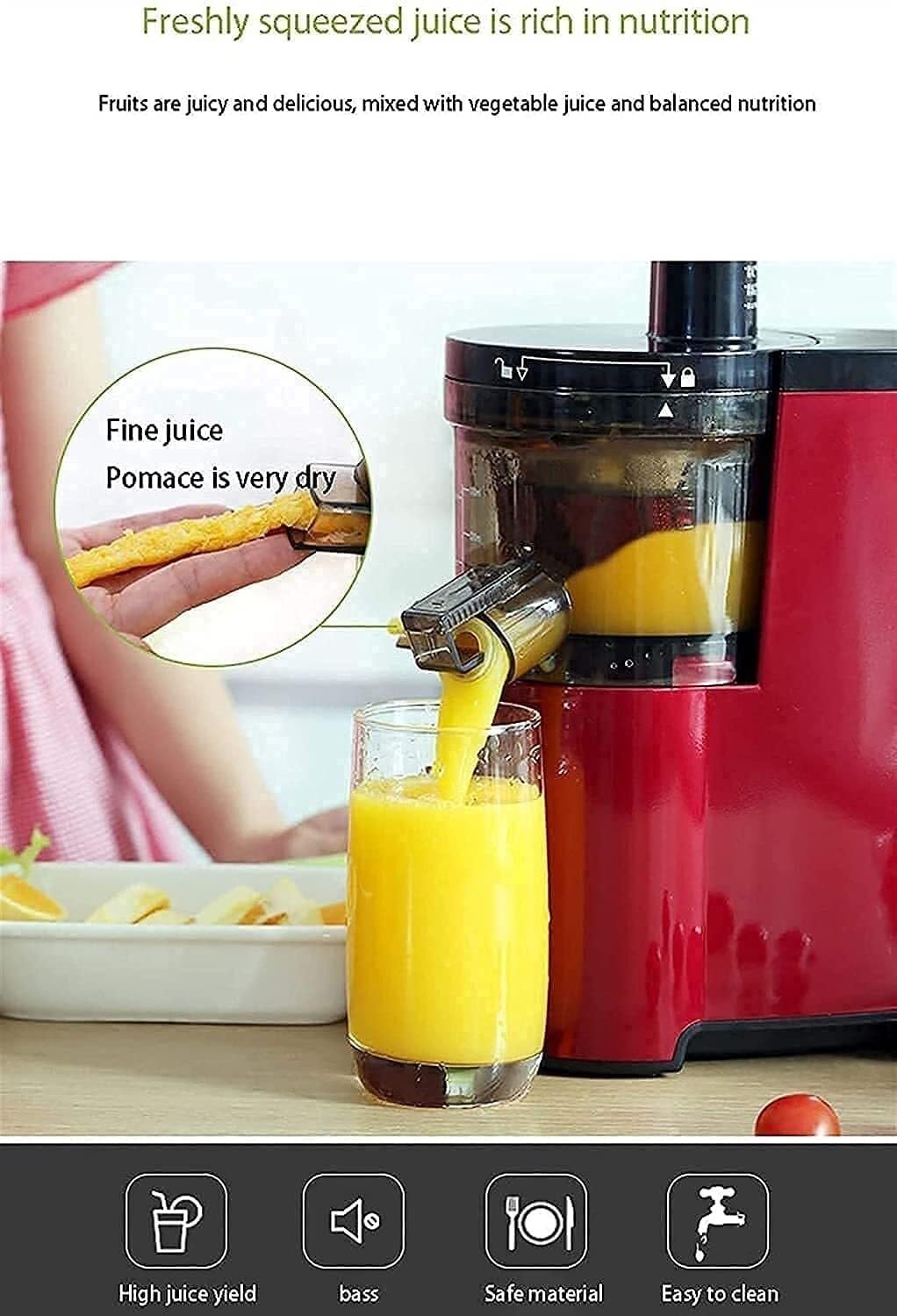 Juicer Machine,Juicer Machines Slow Masticating Juicer Extractor Cold Press Juicer With Two Speed Modes Easy To Clean Quiet Motor