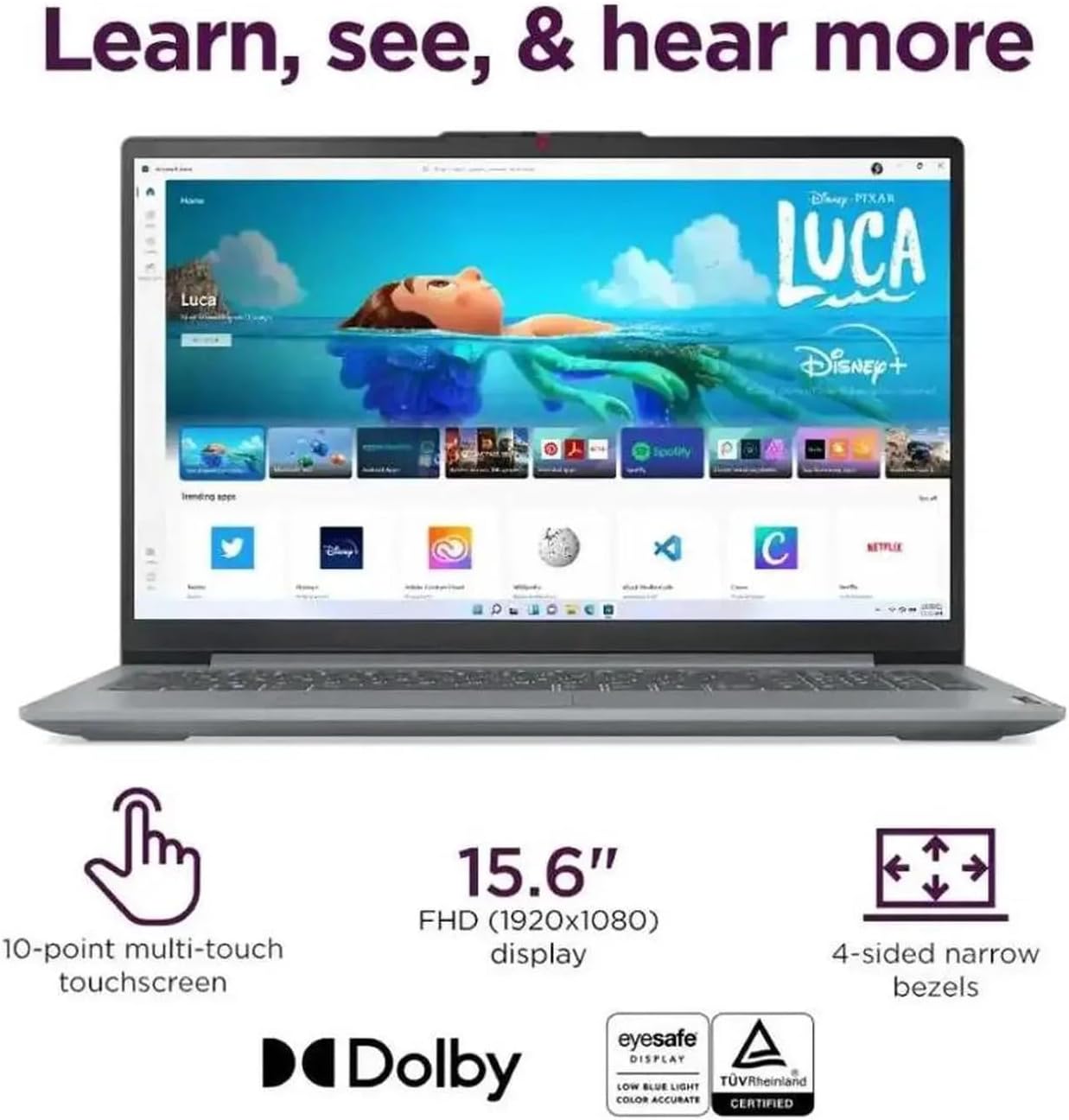 Lenovo IdeaPad Slim 3i 15.6' Full HD Laptop | Intel Core i3-N305 | Intel UHD Graphics| Copilot | Webcam| Grey | 8GB RAM | 128GB SSD |Windows 11 S |Bundle with USB 3.0 Hub
