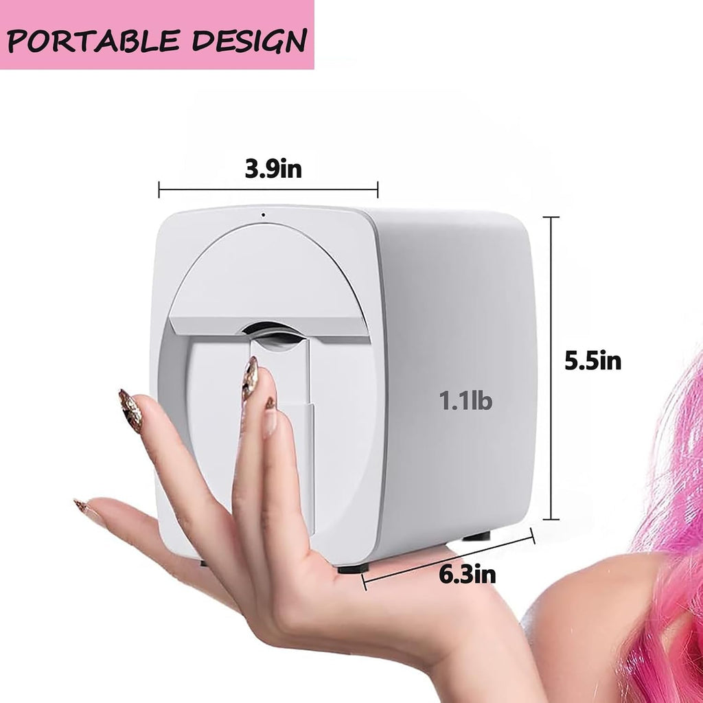 3D Nail Printer Robot Nail Painting Machine, Digital Intelligent Art Printers for Kids/Nails Salon/Manicure/Nails Lovers, Camera Identification, Over 1000 Pictures, 30s Done