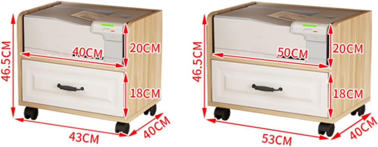 Printer Table White Under Desk Mobile Printer Table Printer Stand with Storage Drawer, Home Office Wood Work Cart with Wheels, for Mini 3D Printer Printer Shelf,One Color-L43xW40xH46.5cm