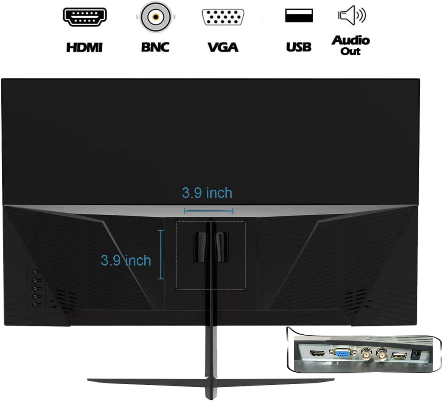 Real HD 32 Inch FHD 1080P CCTV Security Monitor, Thin LED Screen Computer Monitor, 60Hz Refresh Rate with HDMI VGA BNC and Audio, Compatible with 4K, for Surveillance NVR/DVR System