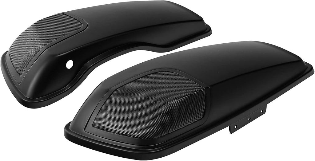 HR3 Color-Matched Black Denim Saddlebag Lids w/ 5'x7' Speaker Grills Compatible with 2014-later Harley Touring Road Glide Street Glide Ultra Limited Electra Glide Standard