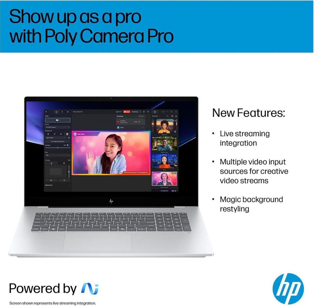 HP OmniBook 7 (Next Gen Envy 17) AI Laptop (17.3' FHD Touchscreen, Intel Core Ultra 7 258V, 32GB DDR5, 1TB SSD, ARC 140V GPU (16GB)), Copilot+ PC for Business, Designer, 5MP IR Webcam, Win 11 Home