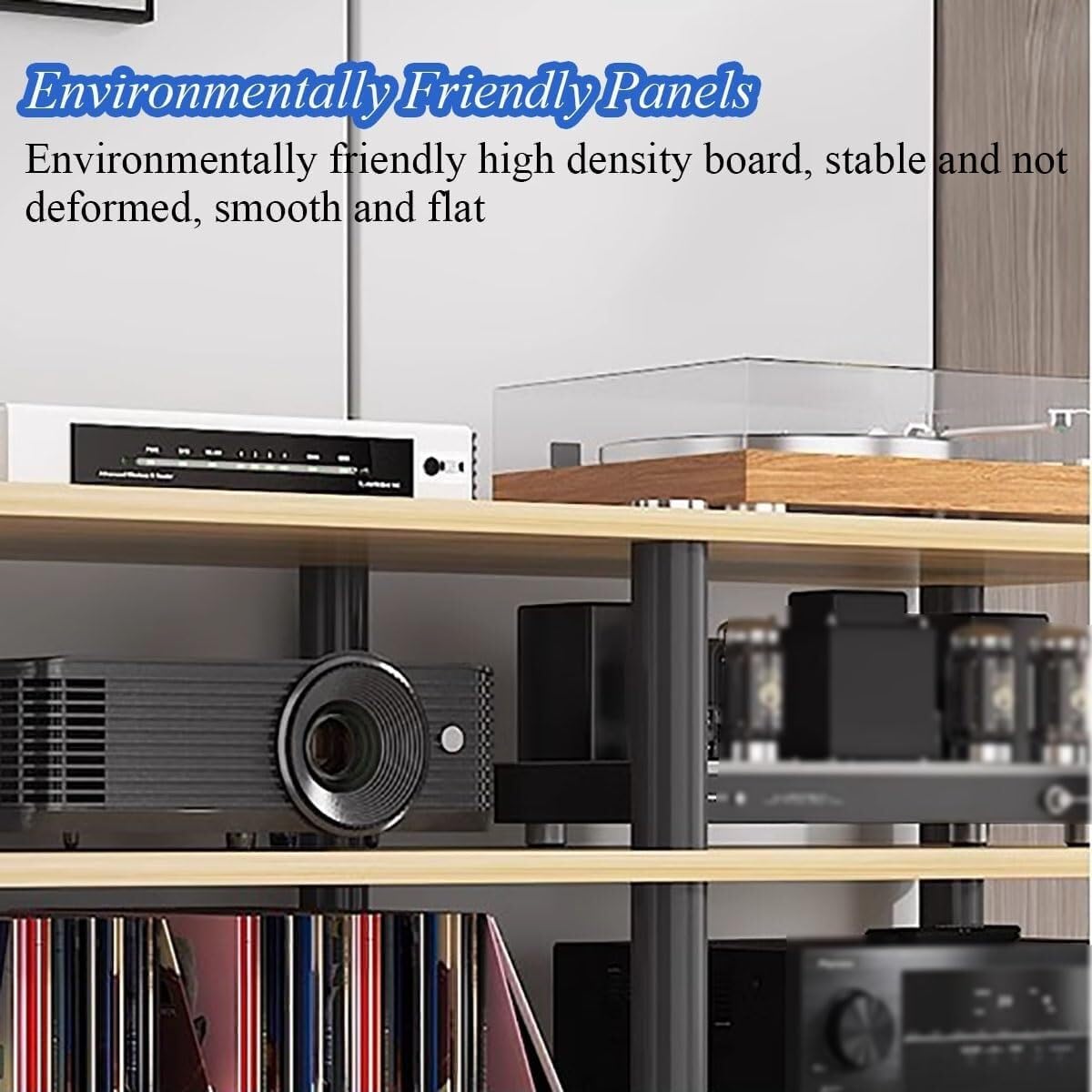 Audio Video Equipment Tower Rack, Stereo Cabinet, Turntable Receiver Stand, Home Office Media TV Component Storage Unit