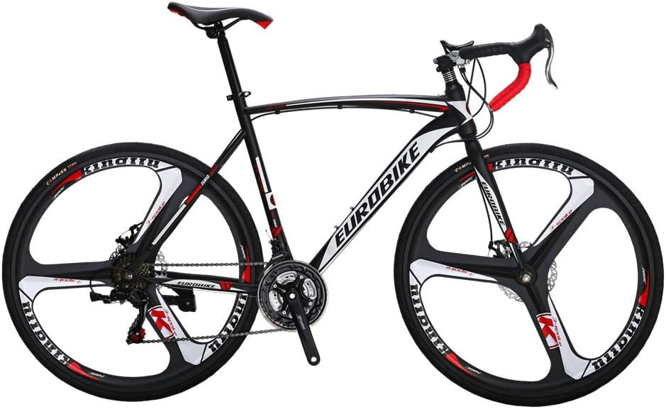 Eurobike HYXC550 Road Bike,21 Speed 54cm Frame Road Bicycle for Men and Women,Disc Brake 700C Adult Bike (3 Spoke Wheel)