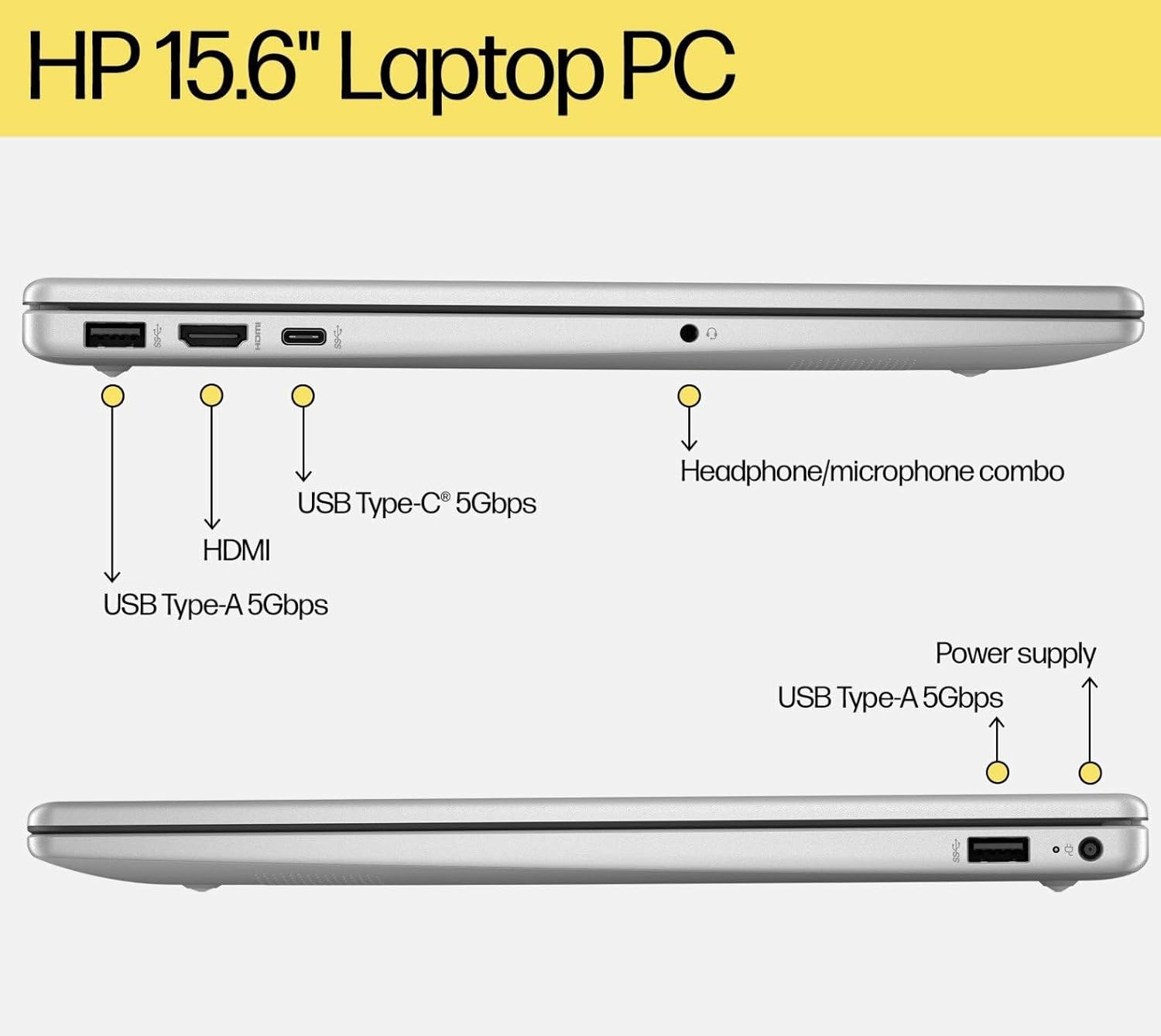 HP 15.6' FHD Laptop 2026 Notebook for Students & Remote Work, Intel N100, 16GB RAM, 1TB SSD, Lightweight, Long Battery Life, Wi-Fi 6, Office 365, Win 11 Home, Moonlight Silver, Type-C RJ45