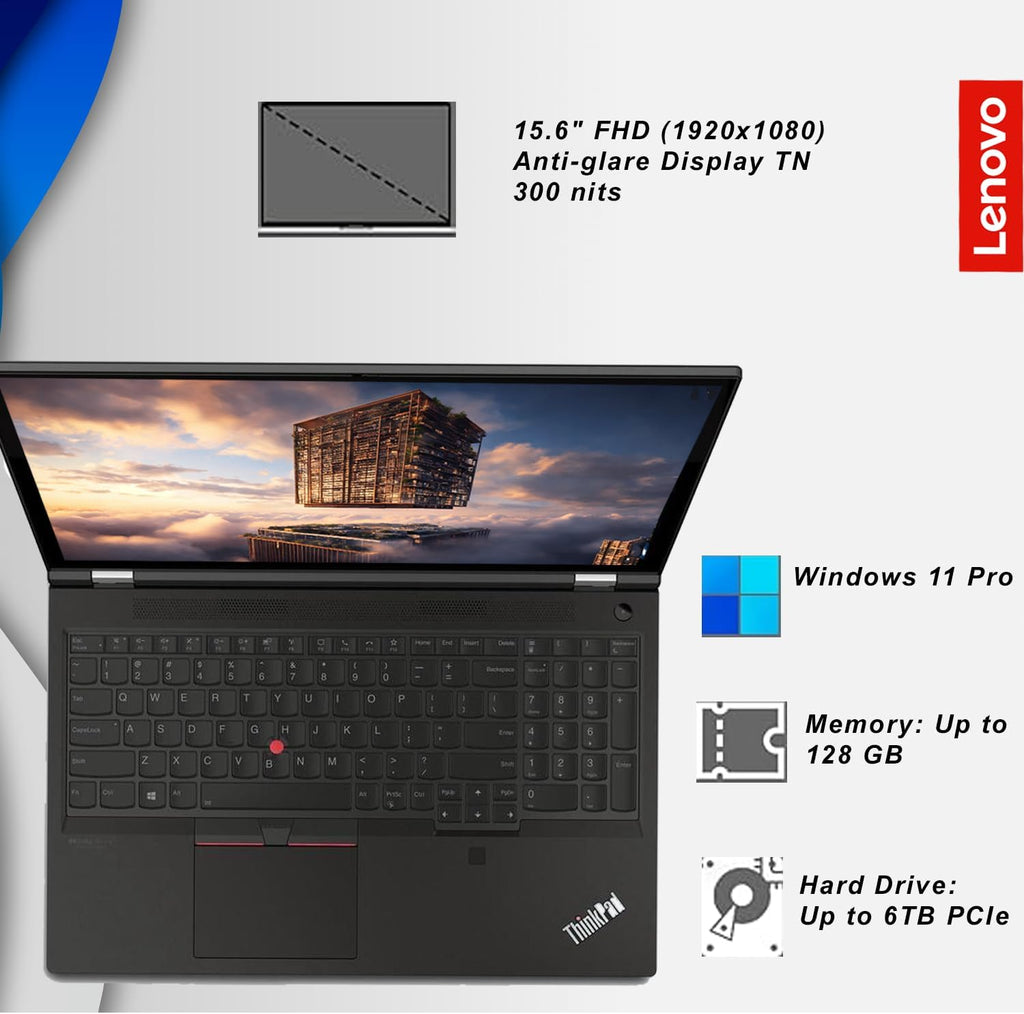 Lenovo ThinkPad - Mobile Workstation, 15.6' FHD (1920 x 1080) IPS, Intel Core i7-11800H, Nvidia T1200, 8 Cores, Backlit Keyboard, Fingerprint, Win11 Pro, w/WOWPC Bundle (128GB RAM | 6TB PCIe SSD)