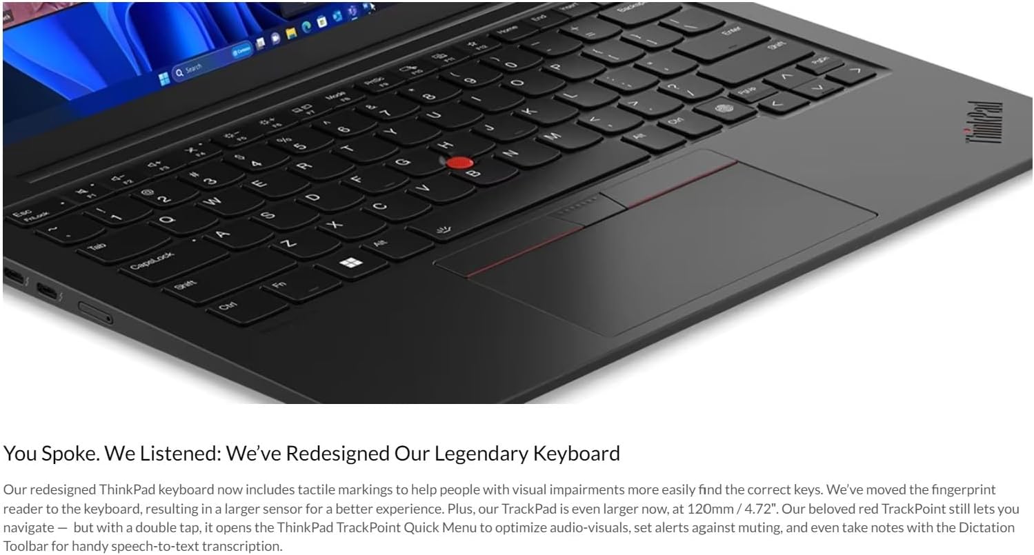 Lenovo Gen 12 ThinkPad X1 Carbon Laptop with Intel Ultra 7 165U vPro Processor, 14' OLED 2.8K Touchscreen, 64GB 6400MHz RAM, 2TB Gen4 Performance SSD, Haptic Touchpad, 2160P UHD Webcam, and Win 11 Pro