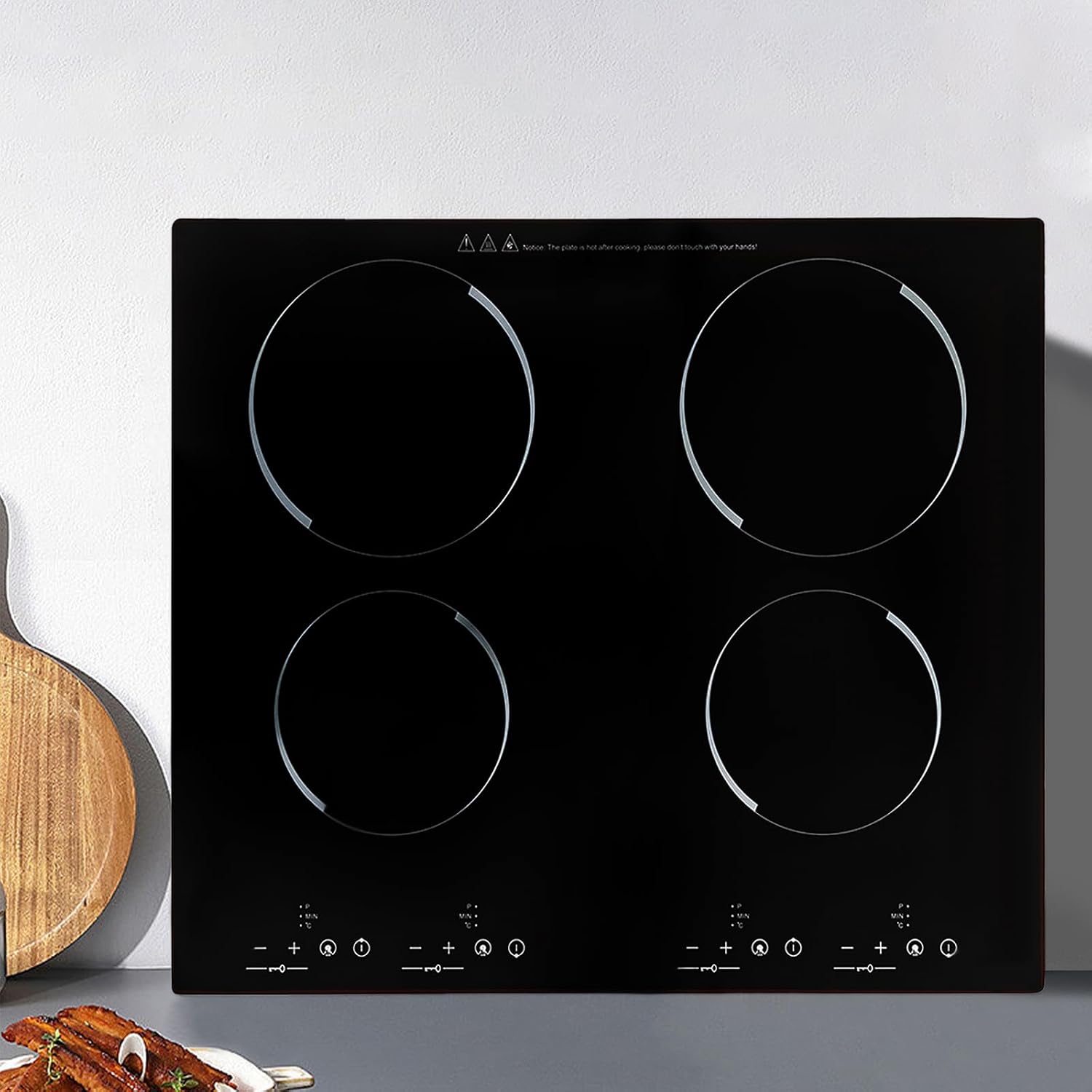 Built-in 4 Burners Electric Stove Electric Cooker Hob Cooktop, 3000W Power, 9 Heat Settings, Sensor Touch 110V