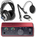 Focusrite Scarlett Solo 4G USB-C Audio Interface Bundle with StreamEye Cans50 Headphones, BOOMARM1 Boom Arm, and Pop Filter — Home Studio Recording Kit for Podcasting, Music Production, Streaming