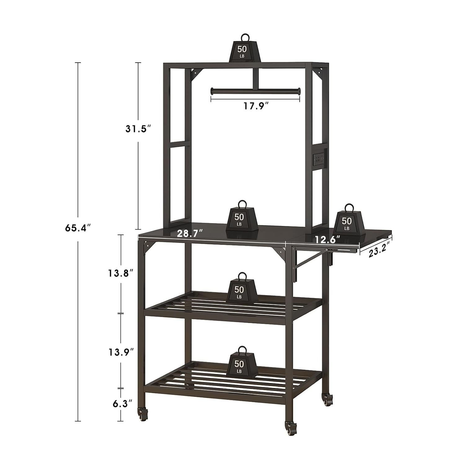 3D Printer Stand, Heavy Duty Table with Filament Storage Rack, T-Shaped Spools Holder with Wheels, Print