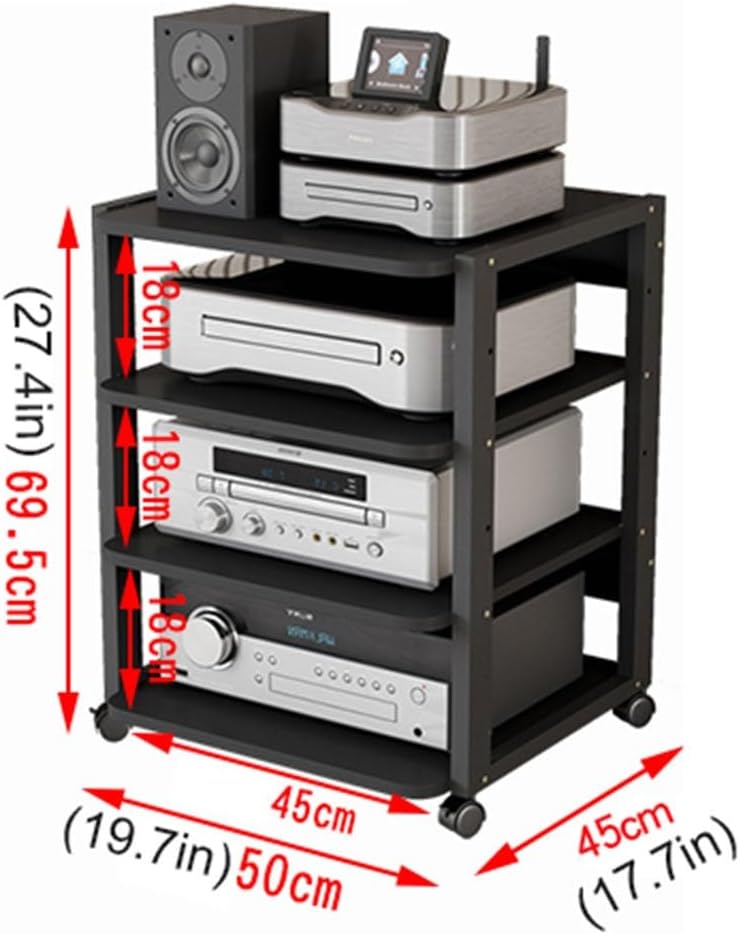 Entertainment Center for TV, Audio Video Components, Stereo Equipment, Gaming Consoles - Media Stand with Open Storage Shelves for Streaming Devices