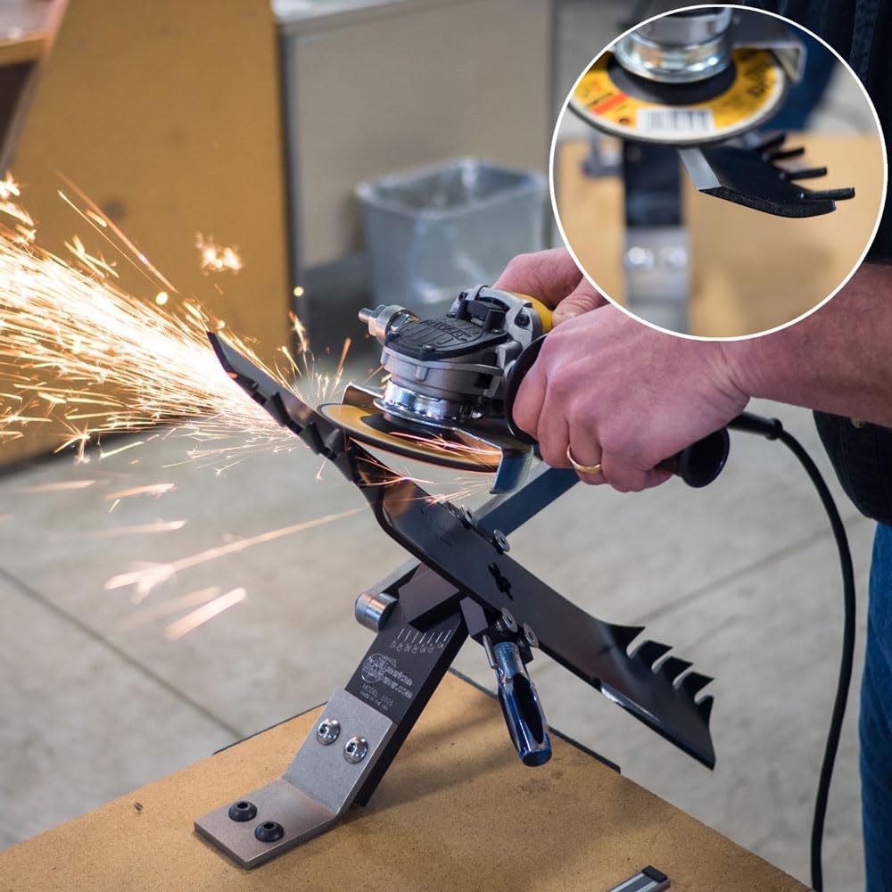 Authentic All American Sharpener Model 5005 Gen 2 - Invented and Made in the USA (15°-45° Adjustable Lawn Mower Blade Sharpener for Right and Left Hand Blades)…