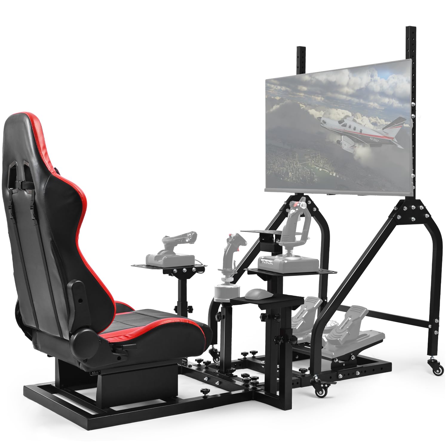 Anman Flight Racing Sim Cockpit with Monitor Stand and Adjustable Ergonomic Seat, Direct-Drive Ready 10Nm, 27-65' Display Mount