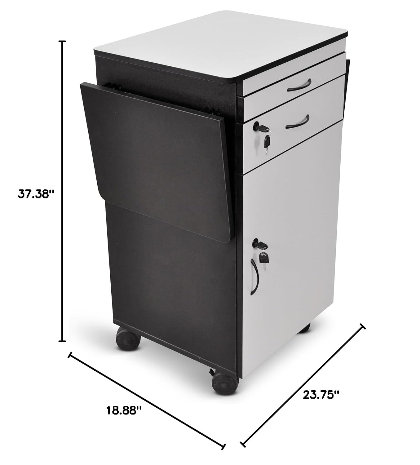 FSE 373-WPSDD3 38' Mobile AV Presentation Station Cart with Locking Cabinet