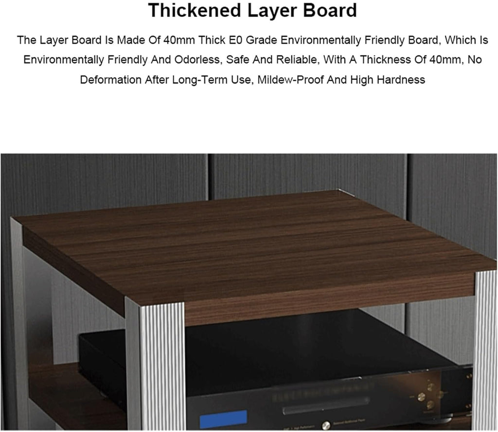 Audio Rack 2/3 Tier Stereo Rack Audio Equipment Rack Audio Stereo Shelf Wooden Open with Stainless Steel Feet Audio-Video Shelving(62x49x85cm)