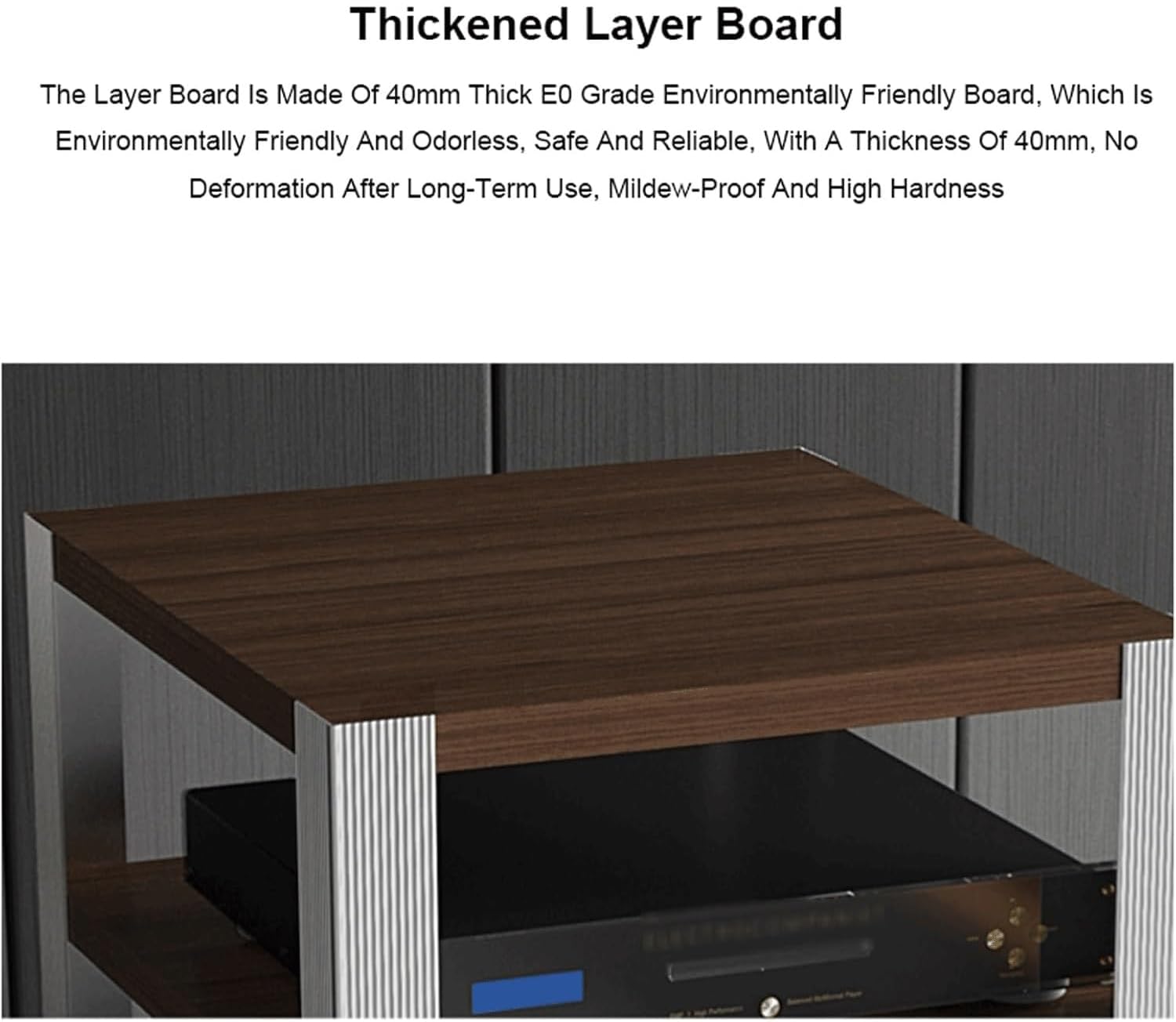Audio Rack 2/3 Tier Stereo Rack Audio Equipment Rack Audio Stereo Shelf Wooden Open with Stainless Steel Feet Audio-Video Shelving(62x49x85cm)