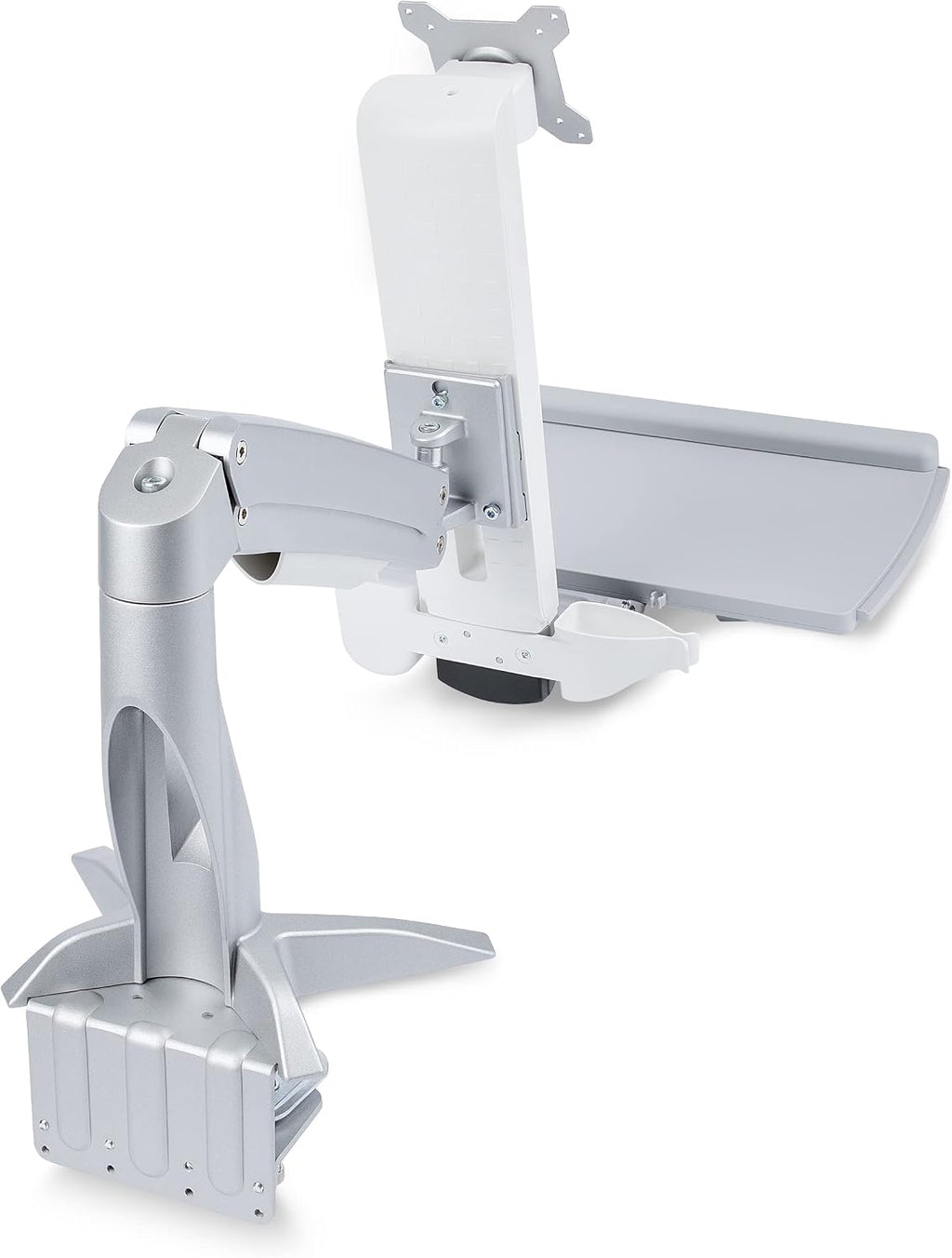 StarTech.com Sit-Stand Monitor Arm with Keyboard Tray - Adjustable Desk Mount Sit-Stand Workstation Arm for Single 27' VESA Display - Ergonomic Articulating Standing Desk Converter, TAA