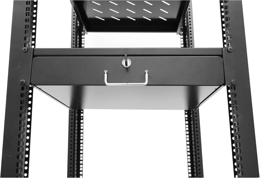 GLOBALRACK 4-Post 42U Open Frame Server Rack/19in Server Network Rack Adjustable Depth 24-35inch Suitable for Computer/Audio Video/Data/IT Equipment/Cold Rolled Steel Heavy Duty Rack (4POST RACK-042)