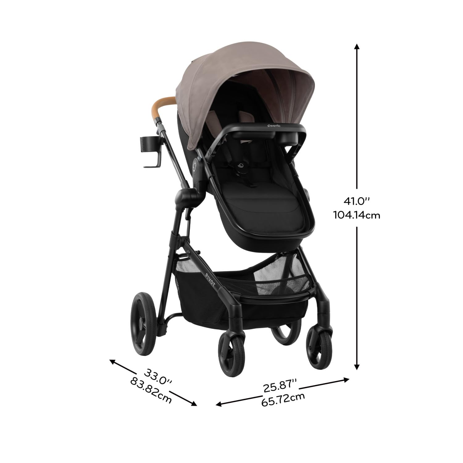 Evenflo Pivot NXT Travel System w/ Revolve180 LiteMax NXT Infant Car Seat (Driftwood Brown)