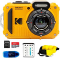KODAK PIXPRO WPZ2 Waterproof Digital Camera Bundle, Includes: SanDisk 32GB MicroSD Memory Card, Spare Battery and More (5 Items) (Yellow)