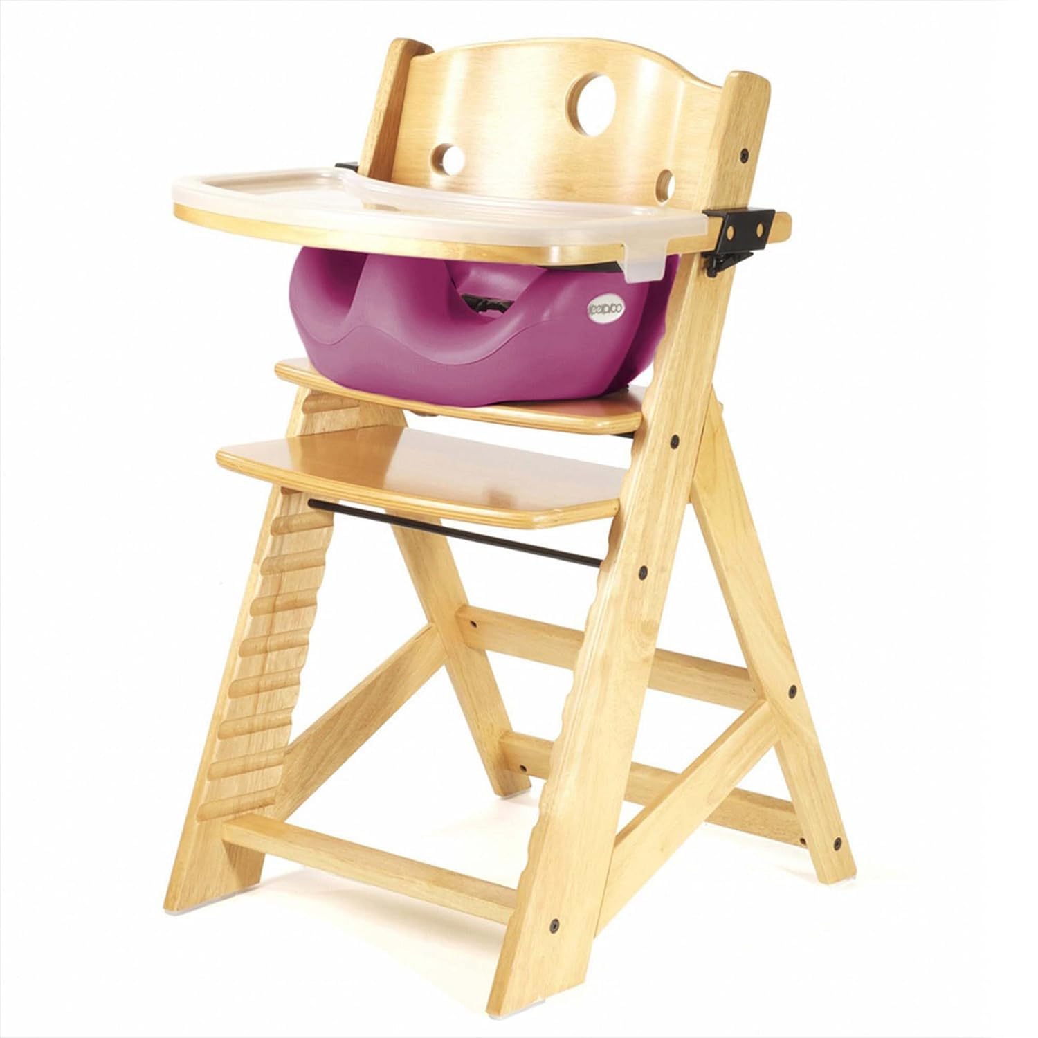 Keekaroo Height Right Highchair with Insert & Tray - Rasberry - Natural Base