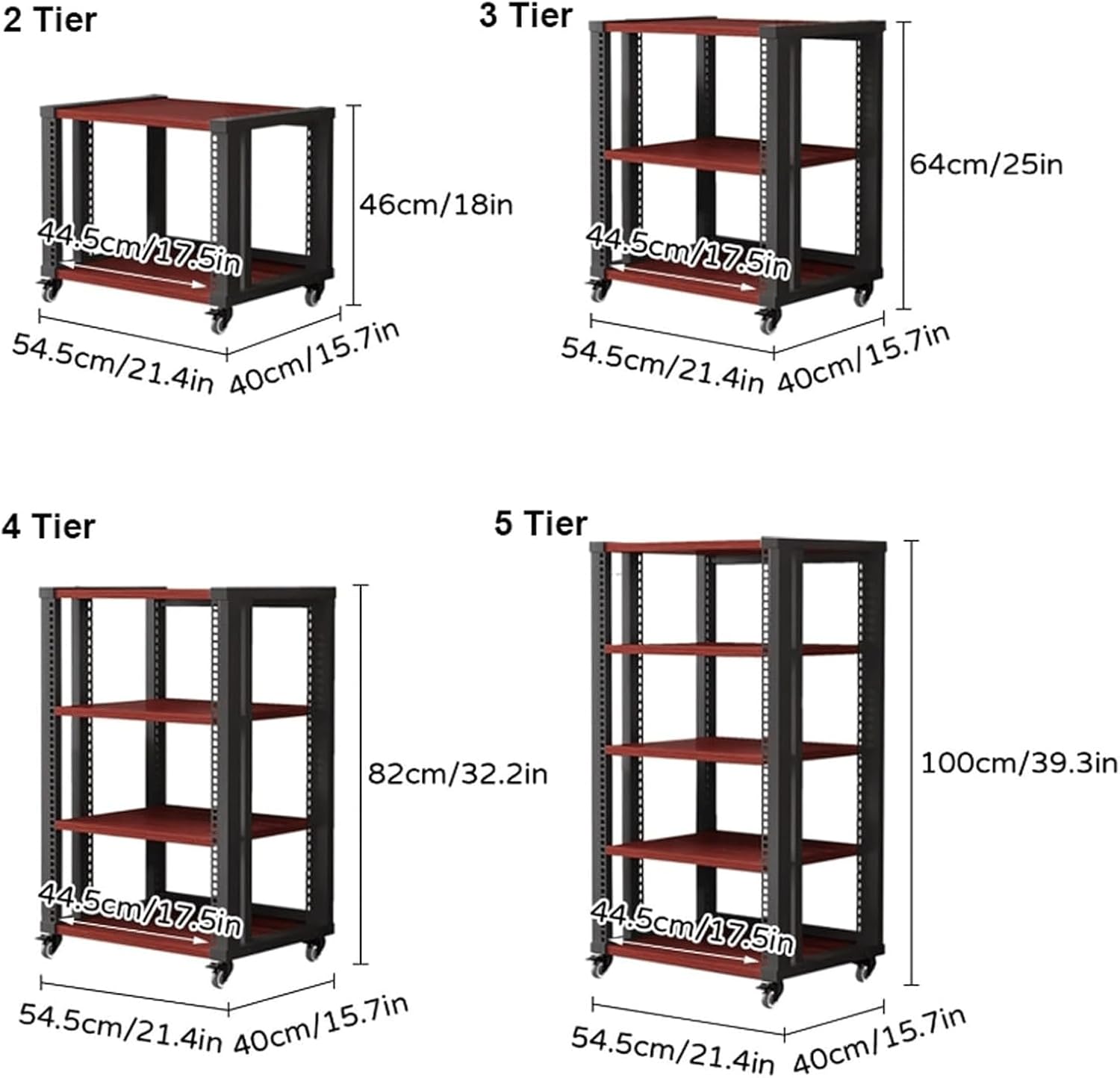 Audio Rack Stereo Rack Wooden Audio Equipment Rack Audio with Wheels Rack Cabinet HiFi Rack with Adjustable Shelves Stereo Shelf(Wood,5 Tier)