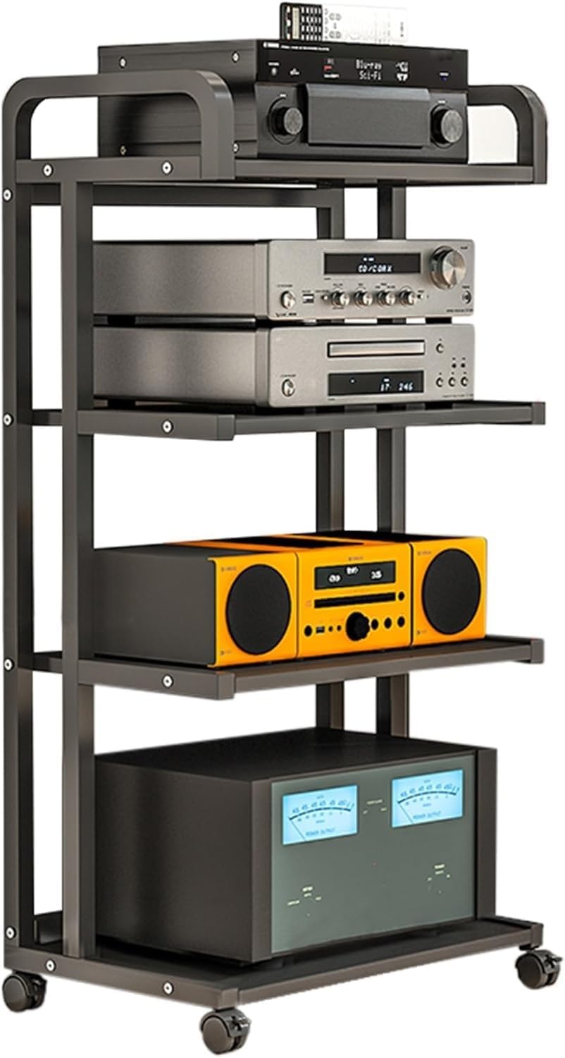 HiFi Rack Record Player Stand, 3/4/5 Tier AV Media Player Stand, Audio/Video Component Stereo Cabinet for Record Player, Amplifier, Entertainment Equipment(Style A,50x40x111cm)