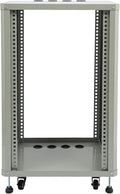 18U Server Rack with Wheels&Leveling Feet, Freestanding Rolling Open Frame IT Network Server Cabinet Rack Shelf for Audio Video Music Recording Computer AV Data & IT Equipment,Up to 300 Lbs Load,Grey