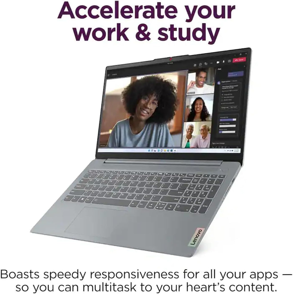 Lenovo IdeaPad Slim 3i 15.6' FHD Laptop, Intel Core i3-N305 (8-Core) CPU, 8GB LPDDR5 RAM, 128GB UFS, Intel UHD Graphics, Wi-Fi 6, SD Card Reader, Windows 11 S, Arctic Grey, EAT Laptop Foldable Stand