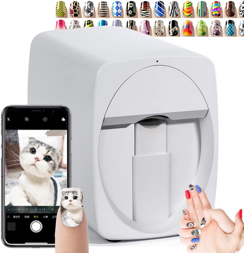 3D Smart Automatic Nail Printer Machine,Nail Art Printer, Support WiFi/DIY/USB, Multifunction Portable Mobile Nail Painting Machine for Kid/Nail Studio/Manicurist/Nail