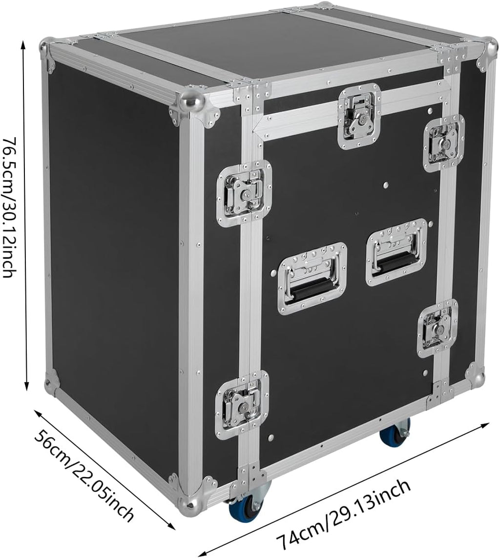 10U PA DJ Rack, 2 Tier Heavy Duty Pro DJ Mixer Stand, Audio Rack Rolling Equipment Rack Cabinet With 4 Wheels for Storing Electronic Equipment Such As Amplifiers, Mixers, Microphones, Sequencers Etc