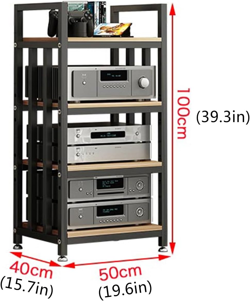 4-Tier DVD CD Player Stand, Wooden AV Media Cabinet for Home/Office/Theater, Stereo Amplifier Rack, Audio Video Component Storage Solutions