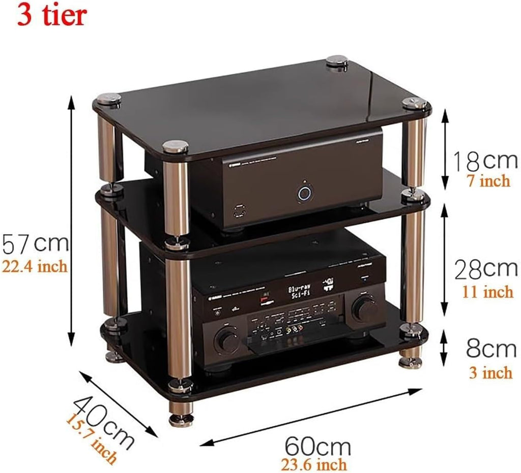 4 Tier Heavy Duty Audio Video Equipment Rack, Stereo Receiver Storage Unit for Home Office
