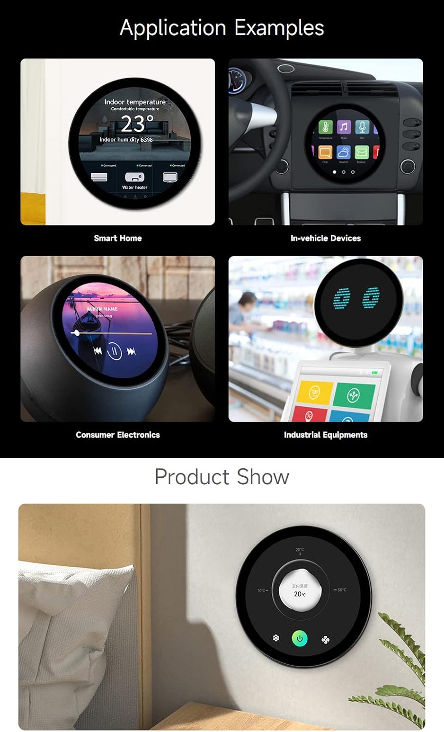 waveshare 5inch HDMI Round Touch Display, 1080 × 1080 Resolution, IPS, 10-Point Touch, Compatible with Raspberry Pi 5/4B/3B/Zero/Zero W/Zero 2W/Pico/Pico W/Pico WH